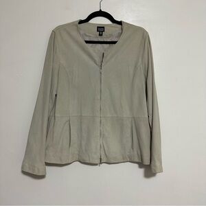 Eileen Fisher Goatsuede Zip Front Blazer Jacket